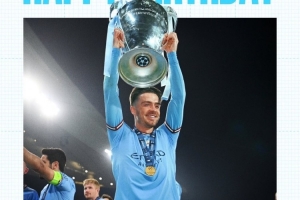 曼城祝格拉利什30歲生日快樂，球員為藍(lán)月出戰(zhàn)157場17球23助