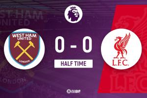 半場-利物浦0-0西漢姆聯 伊薩克門前失良機維爾茨造險鐵錘幫0射正