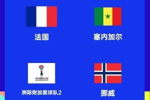 世界杯I組賽程：挪威vs法國末輪交手，比賽時間6月27日3點